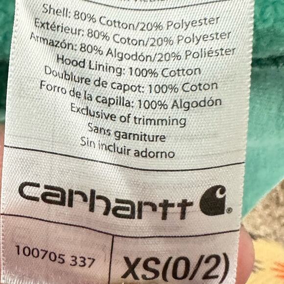 Carhartt Teal 1/4 Zip Hoodie Pullover Sweatshirt Size XS - Picture 7 of 8